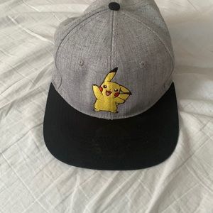 BLACK AND GREY PIKACHU EMBROIDERED ADJUSTABLE HAT